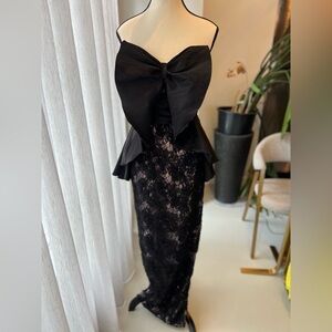 Badgley Mischka Lace Dress with Bow Detail